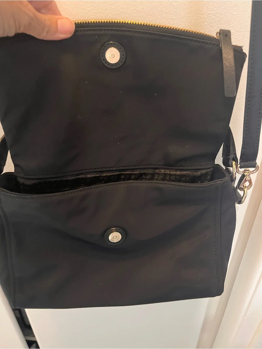 kate spade Black Nylon Shoulder Bag with Front Zip